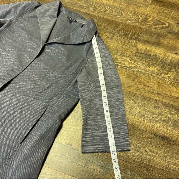 Eileen Fisher Blazer Womens Medium Gray Metallic Open Front Long 3/4 Sleeve - Picture 10 of 13